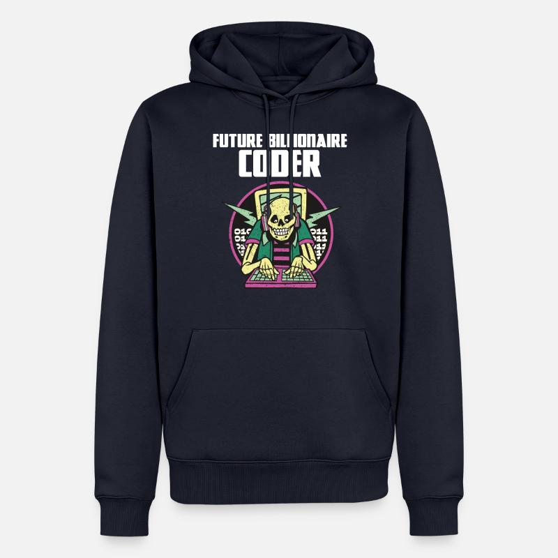 Futur codeur milliardaire - Sweat à capuche Premium bio Homme - bleu marine