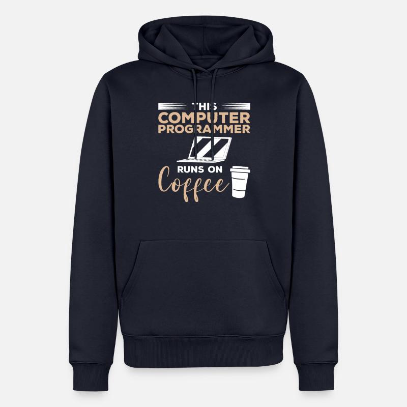 Dieser Computerprogrammierer läuft auf Kaffee - Männer Premium Bio Hoodie - Navy