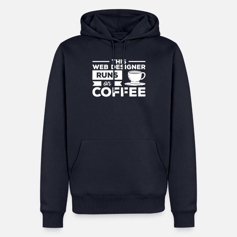 Dieser Webdesigner läuft auf Kaffeeprogrammierung - Männer Premium Bio Hoodie - Navy