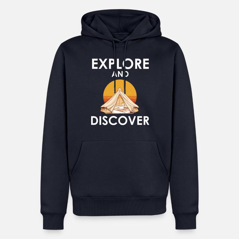Explorez et découvrez - Sweat à capuche Premium bio Homme - bleu marine
