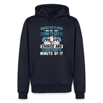 Jiu-Jitsu Brésilien BJJ - Sweat à capuche Premium bio Homme - bleu marine - Devant - Nico (187cm)