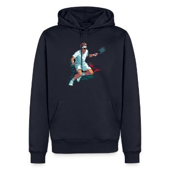 Tennis - Sweat à capuche Premium bio Homme - bleu marine - Devant - Nico (187cm)