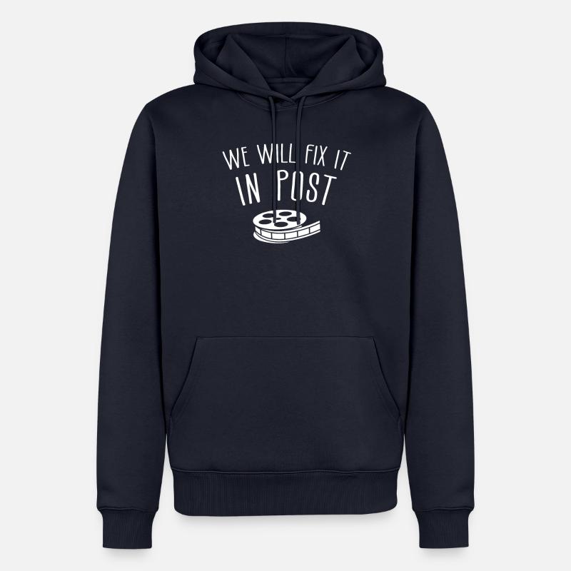 Nous le corrigerons dans l’édition post-éditeur vidéo - Sweat à capuche Premium bio Homme - bleu marine