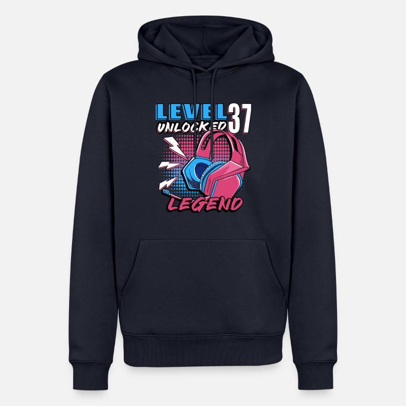 Niveau 37 débloqué - Sweat à capuche Premium bio Homme - bleu marine