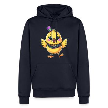 Poulet et poussins de Mardi Gras - Sweat à capuche Premium bio Homme - bleu marine - Devant - Nico (187cm)