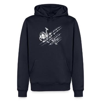 Line Art Ice Fishing Fish Fisherman Angler - Men’s Premium Organic Hoodie - navy - Front - Nico (187cm)