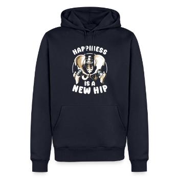 Happiness ist ein neuer Hüftgelenkersatz - Männer Premium Bio Hoodie - Navy - Vorne - Nico (187cm)