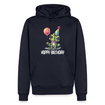 Frosch Happy Birthday Hoppy Birthday Cute Frog - Männer Premium Bio Hoodie - Navy - Vorne - Nico (187cm)