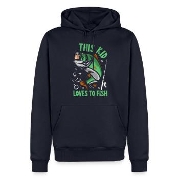 Dieses Kind liebt das Angeln - Männer Premium Bio Hoodie - Navy - Vorne - Nico (187cm)