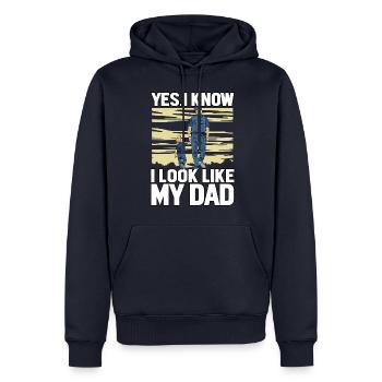 Ja, ich weiß, ich sehe aus wie mein Vater - Männer Premium Bio Hoodie - Navy - Vorne - Nico (187cm)