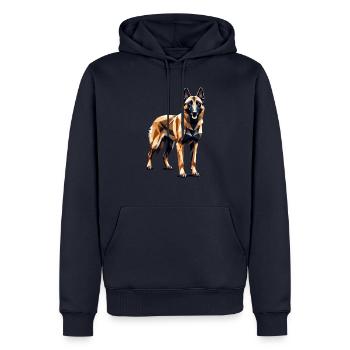 Geometric Art Belgian Malinois Belgian Shepherd - Men’s Premium Organic Hoodie - navy - Front - Nico (187cm)