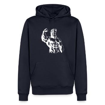 Combattant grec - Sweat à capuche Premium bio Homme - bleu marine - Devant - Nico (187cm)