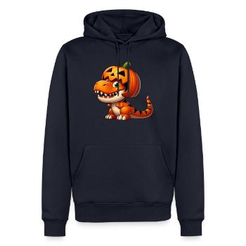 Funny Halloween T-Rex Dinosaur Comic - Men’s Premium Organic Hoodie - navy - Front - Nico (187cm)