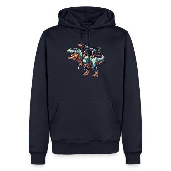 Art Géométrique Dinosaure T-Rex Rottweiler - Sweat à capuche Premium bio Homme - bleu marine - Devant - Nico (187cm)