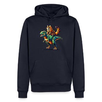 Geometrische Kunst Dinosaurier T-Rex Sibirische Katze - Männer Premium Bio Hoodie - Navy - Vorne - Nico (187cm)
