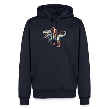 Geometrische Kunst Dinosaurier T-Rex Affe Tyrannosaurus - Männer Premium Bio Hoodie - Navy - Vorne - Nico (187cm)