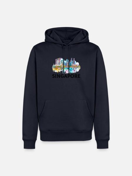 singapore skyline vintage, singapore - Männer Premium Bio Hoodie - Navy