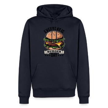 Everyday is Burger Day - Fast Food - lecker - Männer Premium Bio Hoodie - Navy - Vorne - Nico (187cm)
