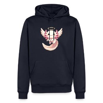 Axolotl Ange Volant avec Joy Halo - Sweat à capuche Premium bio Homme - bleu marine - Devant - Nico (187cm)