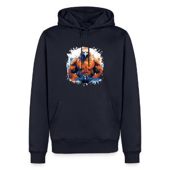 Eagle Muscles Musculation Bête - Sweat à capuche Premium bio Homme - bleu marine - Devant - Nico (187cm)