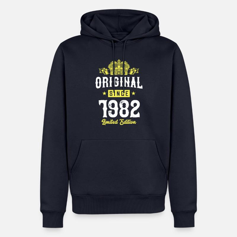 1982 Édition limitée - Sweat à capuche Premium bio Homme - bleu marine