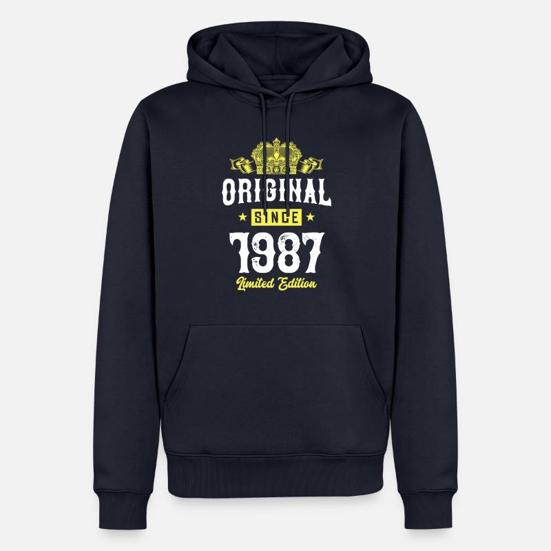 1987 Édition limitée - Sweat à capuche Premium bio Homme - bleu marine