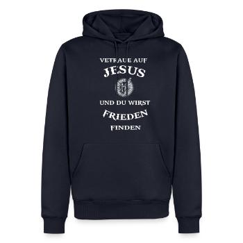 Jesus Christus Religion Erlöser Spruch Christentum - Männer Premium Bio Hoodie - Navy - Vorne - Nico (187cm)