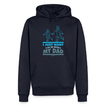Papa Fille Enfant Fête des Pères Fille Cadeau - Sweat à capuche Premium bio Homme - bleu marine - Devant - Nico (187cm)