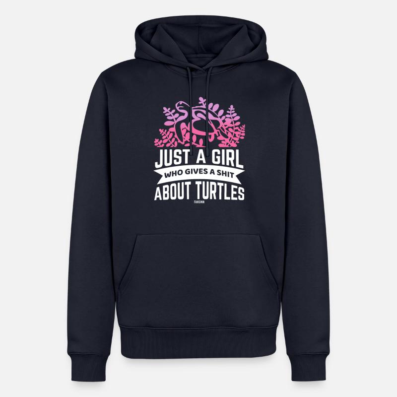 Mädchen Schildkröte Mutter Wasser Meer - Männer Premium Bio Hoodie - Navy