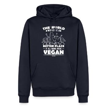 maman végétalienne grand monde végétalisme légumes - Sweat à capuche Premium bio Homme - bleu marine - Devant - Nico (187cm)