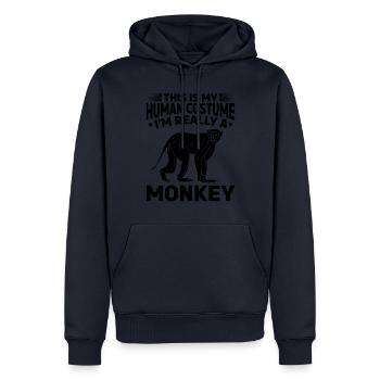 C’est mon costume humain Je suis vraiment un orang singe - Sweat à capuche Premium bio Homme - bleu marine - Devant - Nico (187cm)