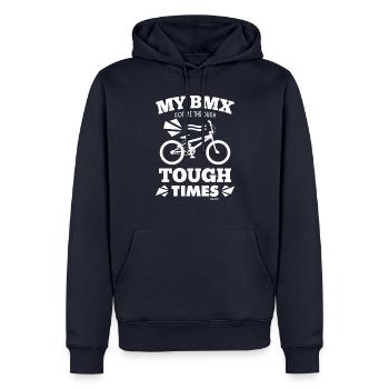 BMX Halfpipe Bike Cadeau - Sweat à capuche Premium bio Homme - bleu marine - Devant - Nico (187cm)