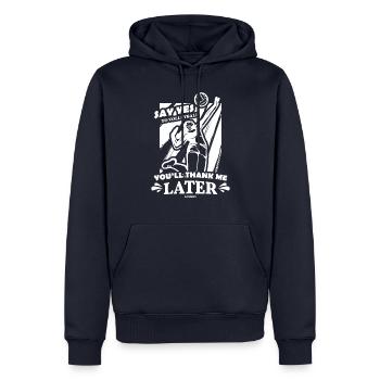 Volleyball Beachvolleyball Geschenk Strand - Männer Premium Bio Hoodie - Navy - Vorne - Nico (187cm)