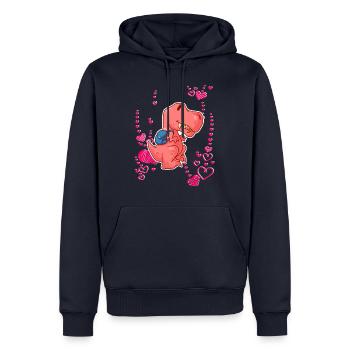 T-Rex Love Hearts Schoolchild - Sweat à capuche Premium bio Homme - bleu marine - Devant - Nico (187cm)