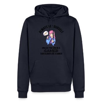 Always Be Yourself Gamer - Männer Premium Bio Hoodie - Navy - Vorne - Nico (187cm)