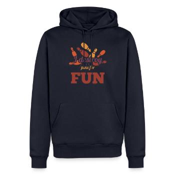 ich zerstöre Pins aus Spaß beim Bowling - Männer Premium Bio Hoodie - Navy - Vorne - Nico (187cm)