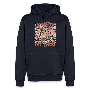 Je préfère être avec mon taco - Sweat à capuche Premium bio Homme - bleu marine - Devant - Nico (187cm)