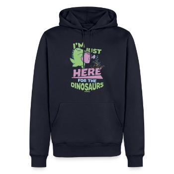Je suis juste là pour les dinosaures - Sweat à capuche Premium bio Homme - bleu marine - Devant - Nico (187cm)
