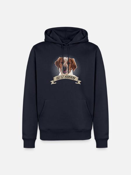 Brittany Spaniel Bester Freund Hundeportrait - Männer Premium Bio Hoodie - Navy