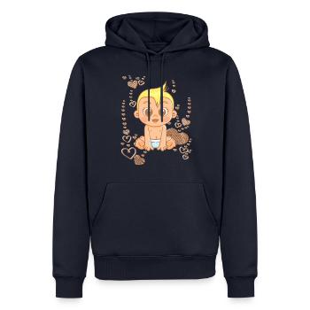 Doux bébé sous l’arc-en-ciel - Sweat à capuche Premium bio Homme - bleu marine - Devant - Nico (187cm)