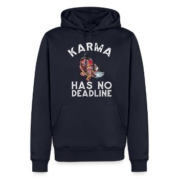 Karma Has No Deadline - Männer Premium Bio Hoodie - Navy - Vorne - Nico (187cm)