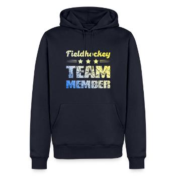 Équipe de hockey sur gazon - Sweat à capuche Premium bio Homme - bleu marine - Devant - Nico (187cm)