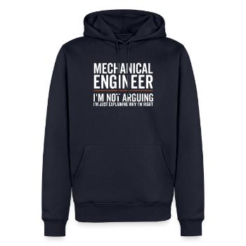 Just Explaining - Mechanical Engineer - Men’s Premium Organic Hoodie - navy - Front - Nico (187cm)