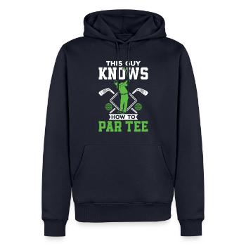 Dieser Typ Weiß, Wie Man T -Shirt - Golf - Männer Premium Bio Hoodie - Navy - Vorne - Nico (187cm)