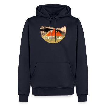Vintage - Parc national de Crater Lake - Sweat à capuche Premium bio Homme - bleu marine - Devant - Nico (187cm)