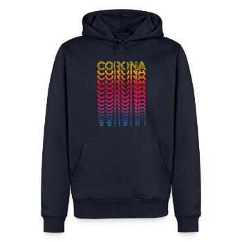 Retro Nostalgisch USA Stadt - Regenbogen Corona - Männer Premium Bio Hoodie - Navy - Vorne - Nico (187cm)
