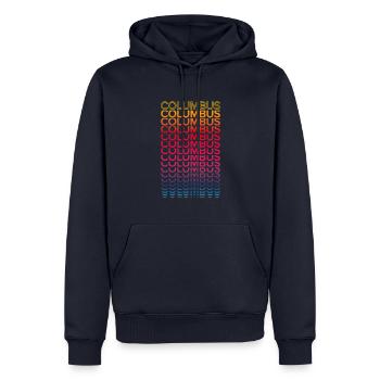Retro Nostalgisch USA Stadt - Regenbogen Columbus - Männer Premium Bio Hoodie - Navy - Vorne - Nico (187cm)