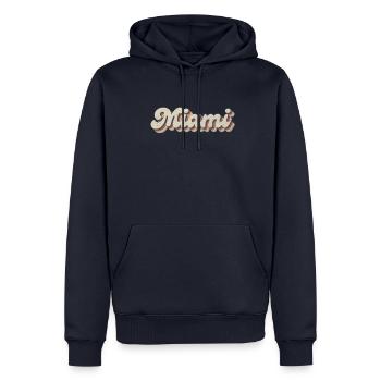 Nostalgisch 70er USA Stadt - Vintage Miami - Männer Premium Bio Hoodie - Navy - Vorne - Nico (187cm)