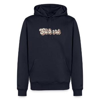 Nostalgic 70s USA City - Vintage Gilbert - Men’s Premium Organic Hoodie - navy - Front - Nico (187cm)