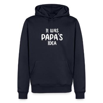 Mignon bambin - C’était l’idée de papa, les enfants - Sweat à capuche Premium bio Homme - bleu marine - Devant - Nico (187cm)
